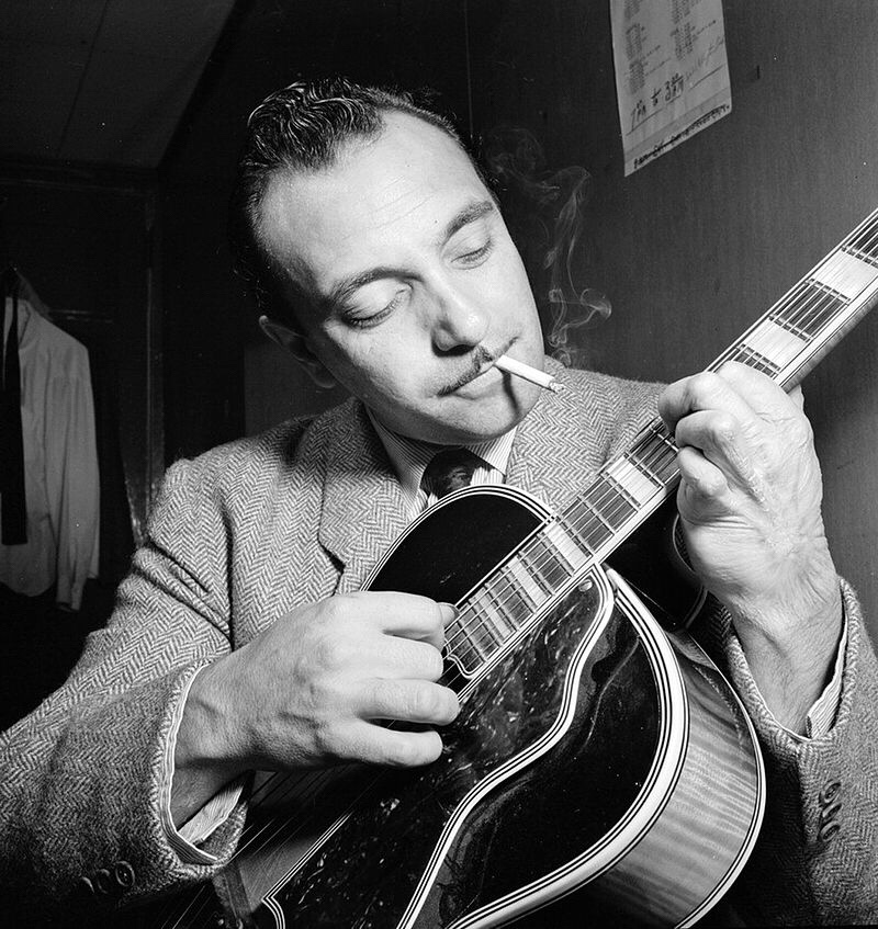 Infamous picture of three fingered Roma guitarist, Django Reinhardt